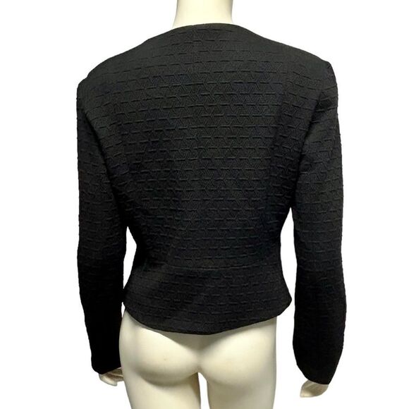 mercer & madison Textured Quilted Black Moto Jacket Asymmetrical Zip Up Blazer - Picture 5 of 9